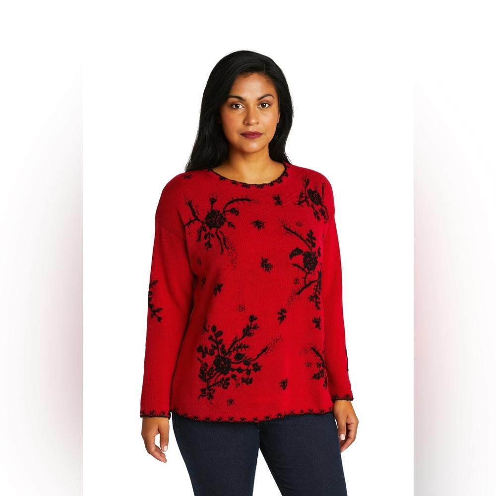 Vtg Y2K embroidered n beaded sweater